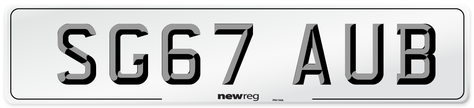 SG67 AUB Number Plate from New Reg